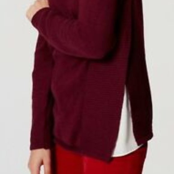 -AnnTayor LOFT RIbbed Red Mixed Media Knit Sweater - Picture 6 of 6